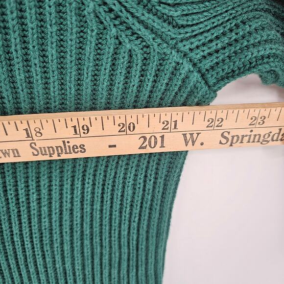 Tommy Hilfiger Green Fisherman Cable Knit Pullover Sweater Dark Academia Preppy - Picture 4 of 7